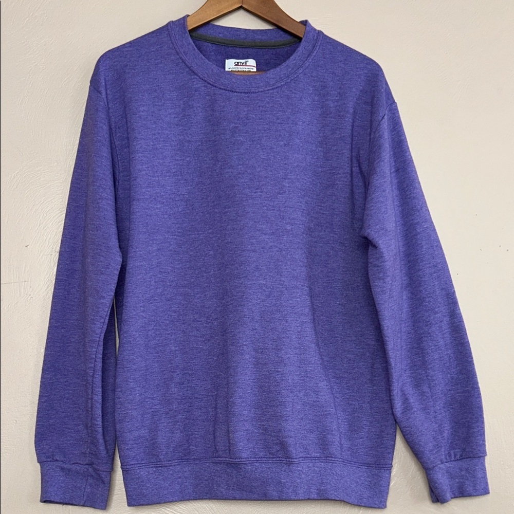 Anvil Women’s Oversized Baggy Purple Crewneck Sweater Size Large. Cotton Blend.